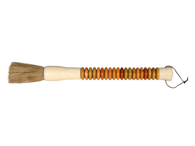 Yellow And Brown Jade Abacus Disc Decorative Calligraphy Brush