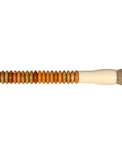 Yellow And Brown Jade Abacus Disc Decorative Calligraphy Brush