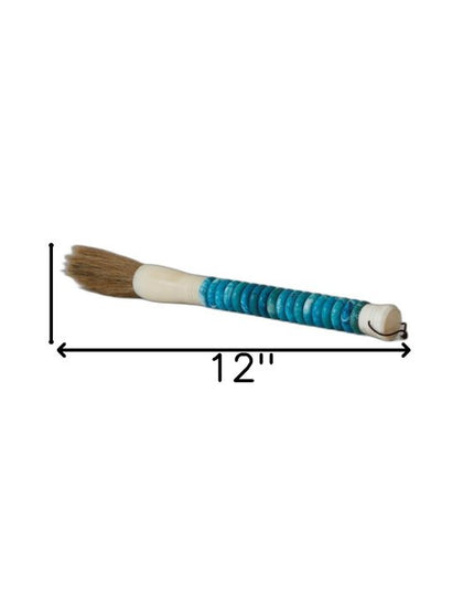 Shades of Aqua Jade Abacus Disc Decorative Calligraphy Brush