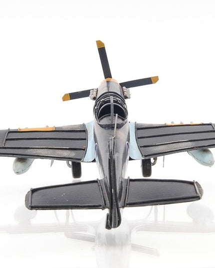 6" Grey Mustang Metal Hand Painted Decorative Airplane