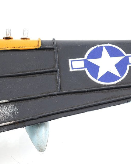 6" Grey Mustang Metal Hand Painted Decorative Airplane