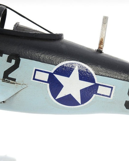 6" Grey Mustang Metal Hand Painted Decorative Airplane