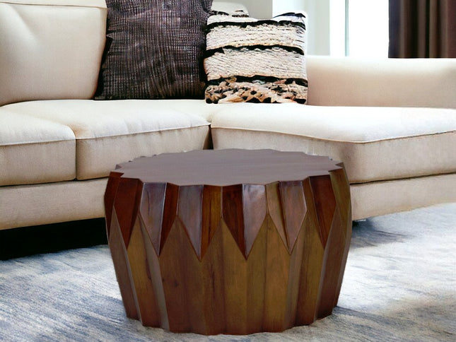 29" Brown Solid Wood Octagon Coffee Table