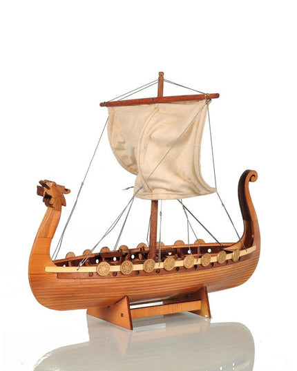 10" Natural Solid Wood Hand Painted Decorative Boat