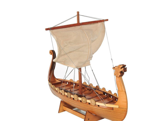 10" Natural Solid Wood Hand Painted Decorative Boat