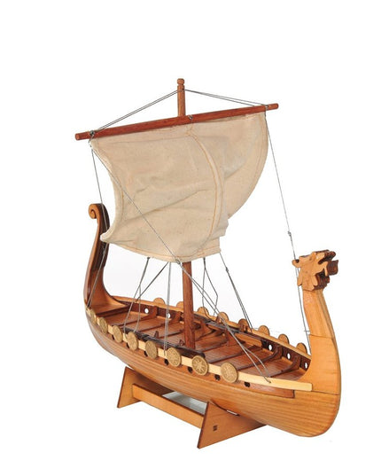 10" Natural Solid Wood Hand Painted Decorative Boat
