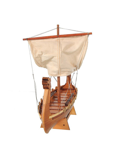 10" Natural Solid Wood Hand Painted Decorative Boat