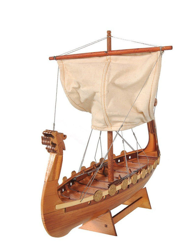 10" Natural Solid Wood Hand Painted Decorative Boat