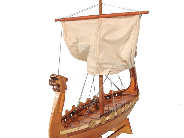 10" Natural Solid Wood Hand Painted Decorative Boat