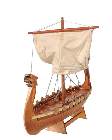 10" Natural Solid Wood Hand Painted Decorative Boat