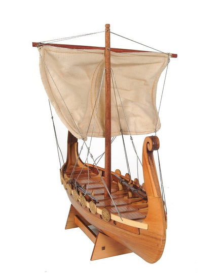 10" Natural Solid Wood Hand Painted Decorative Boat