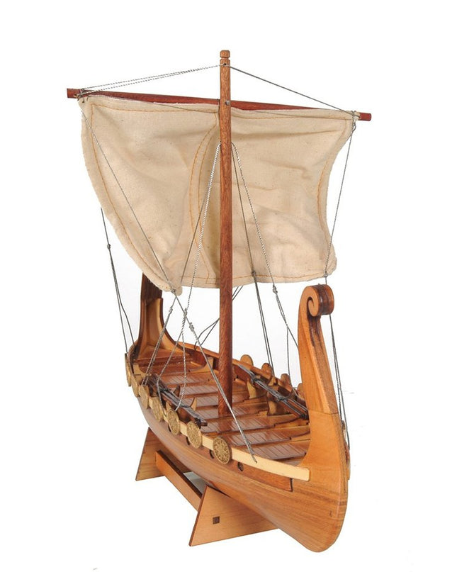 10" Natural Solid Wood Hand Painted Decorative Boat