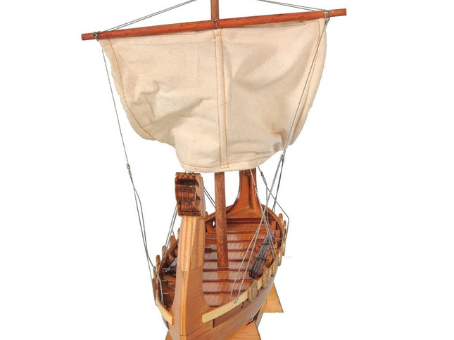 10" Natural Solid Wood Hand Painted Decorative Boat