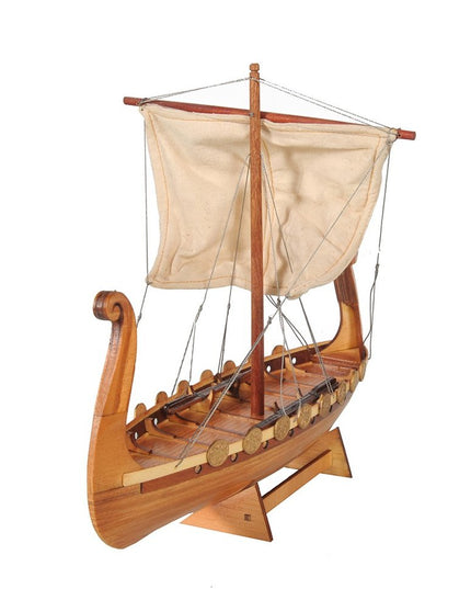 10" Natural Solid Wood Hand Painted Decorative Boat