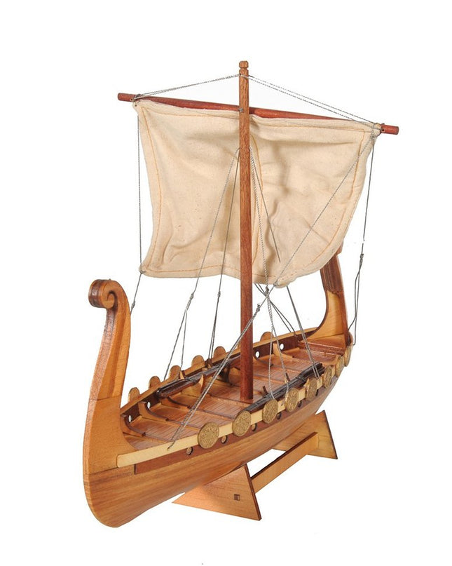 10" Natural Solid Wood Hand Painted Decorative Boat