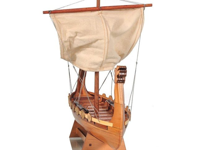 10" Natural Solid Wood Hand Painted Decorative Boat