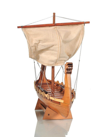 10" Natural Solid Wood Hand Painted Decorative Boat