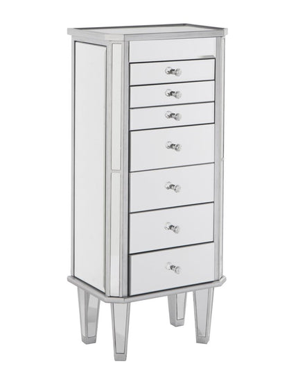 18" Silver Mirrored Writing Desk With Seven Drawers