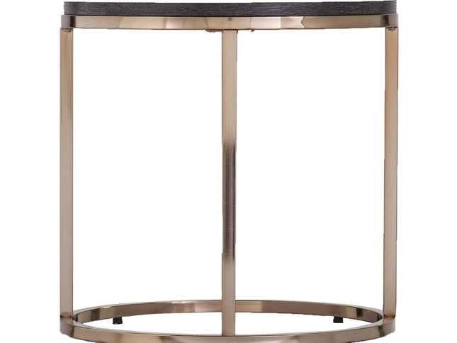 32" Champagne And Charcoal Manufactured Wood And Metal With Iron Round Coffee Table