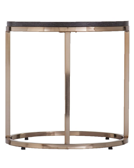 32" Champagne And Charcoal Manufactured Wood And Metal With Iron Round Coffee Table