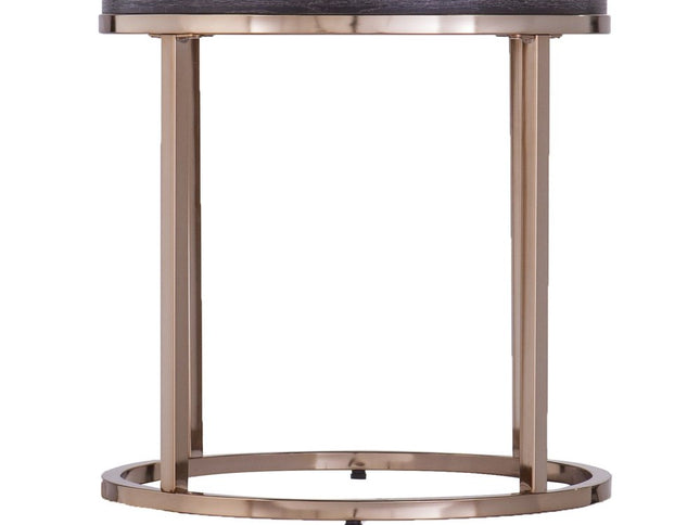 32" Champagne And Charcoal Manufactured Wood And Metal With Iron Round Coffee Table