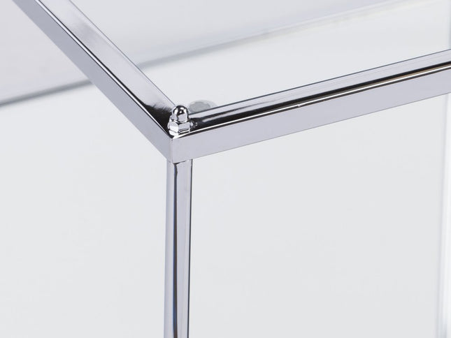 42" Chrome Glass And Metal Rectangular Mirrored Coffee Table