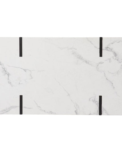 43" White And Black Faux Marble And Metal With Iron Coffee Table