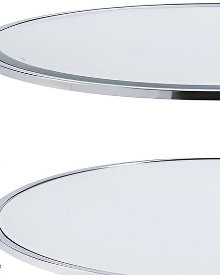 34" Chrome Glass And Metal Round Mirrored Coffee Table