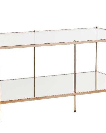 42" Clear And Gold Glass And Metal Coffee Table