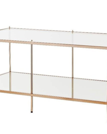 42" Clear And Gold Glass And Metal Coffee Table