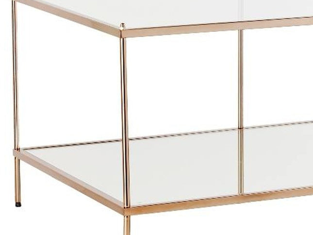 42" Clear And Gold Glass And Metal Coffee Table