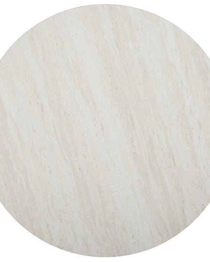 33" Silver Manufactured Wood And Metal Round Coffee Table