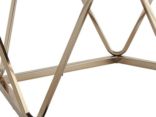 33" Champagne Solid Manufactured Wood And Metal Round Coffee Table