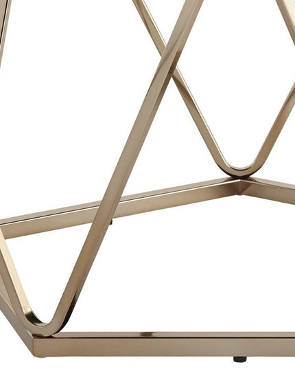 33" Champagne Solid Manufactured Wood And Metal Round Coffee Table