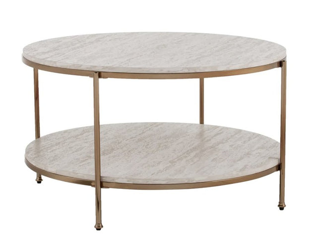 33" White Solid Manufactured Wood And Metal Square Coffee Table