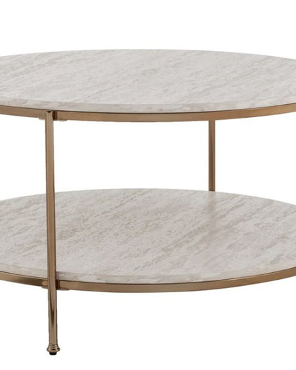 33" White Solid Manufactured Wood And Metal Square Coffee Table