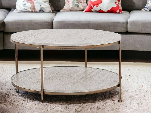 33" White Solid Manufactured Wood And Metal Square Coffee Table