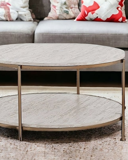 33" White Solid Manufactured Wood And Metal Square Coffee Table