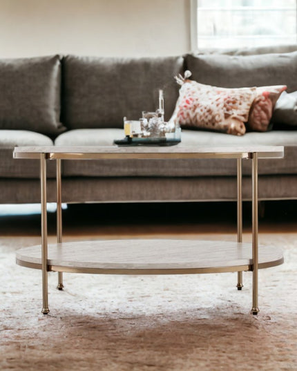 33" White Solid Manufactured Wood And Metal Square Coffee Table