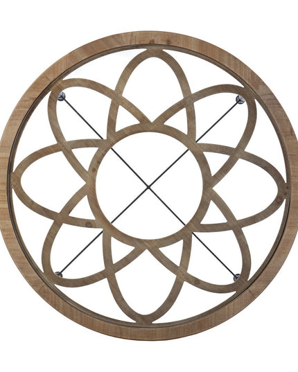 33" Floral Design Glass Top Round Coffee Table