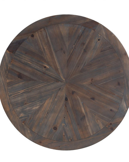 36" Natural And Brown Reclaimed Wood And Metal Round Coffee Table