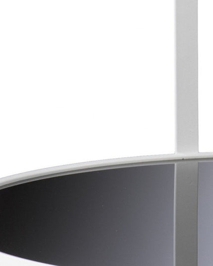 32" White Glass And Metal Two Tier Round Coffee Table