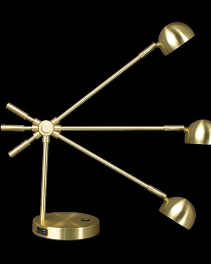 Shiny Satin Brass LED Adjustable Desk Lamp