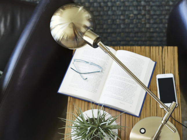 Shiny Satin Brass LED Adjustable Desk Lamp