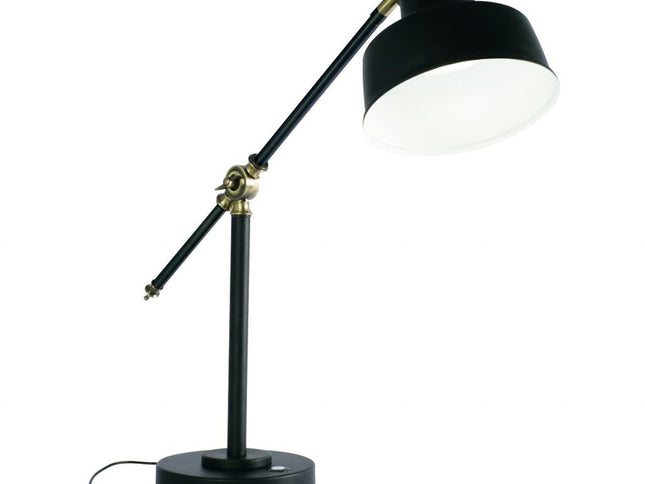 Matte Black and Antiqued Brass LED Adjustable Desk Lamp