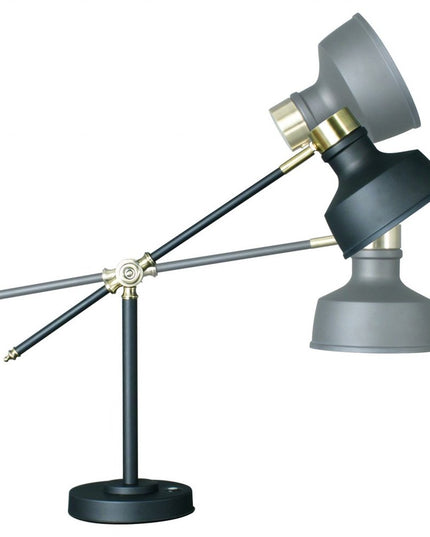 Matte Black and Antiqued Brass LED Adjustable Desk Lamp
