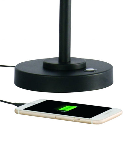 Matte Black and Antiqued Brass LED Adjustable Desk Lamp