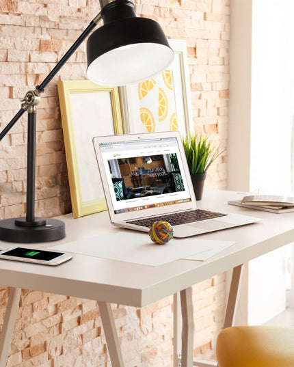 Matte Black and Antiqued Brass LED Adjustable Desk Lamp