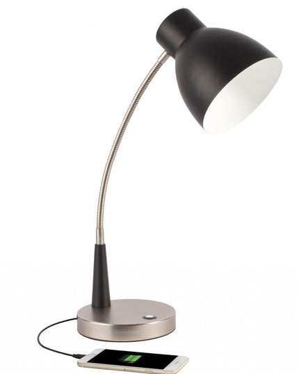 Black Matte and Silver LED Adjustable Desk Lamp