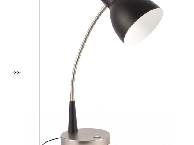 Black Matte and Silver LED Adjustable Desk Lamp